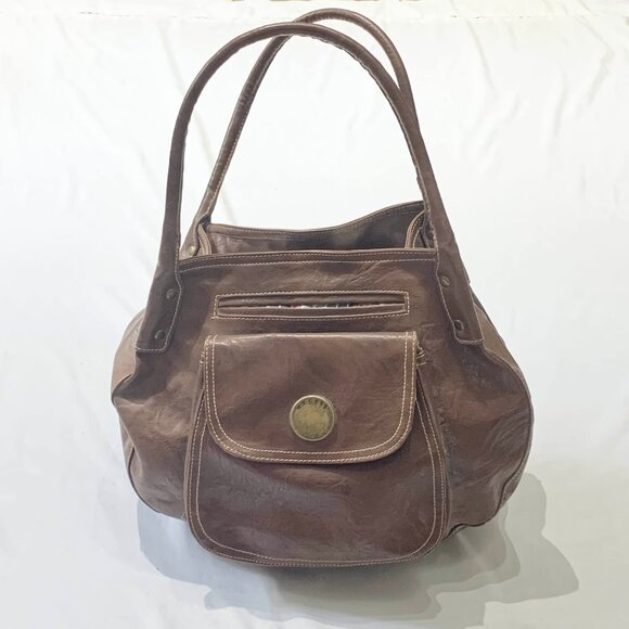 VTG Liz Claiborne Axcess Brown Faux Leather Handbag Shoulder Purse Y2K Aesthetic - Picture 15 of 15